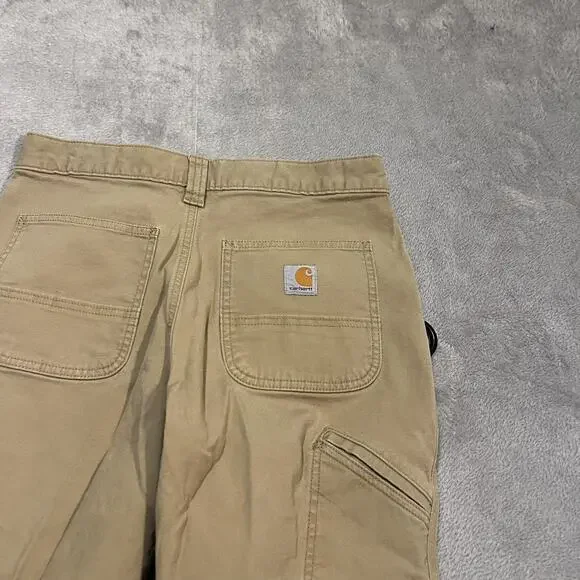 Carhartt Work Pants Mens 30x28 Khaki Rugged Flex Relaxed Fit Canvas Utility - Picture 7 of 9